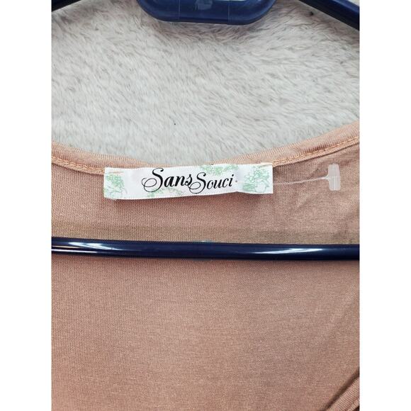 Sans Souci Crop Blouse Top Women's L Clay Metallic Crochet Sleeveless Round Neck - Picture 5 of 7